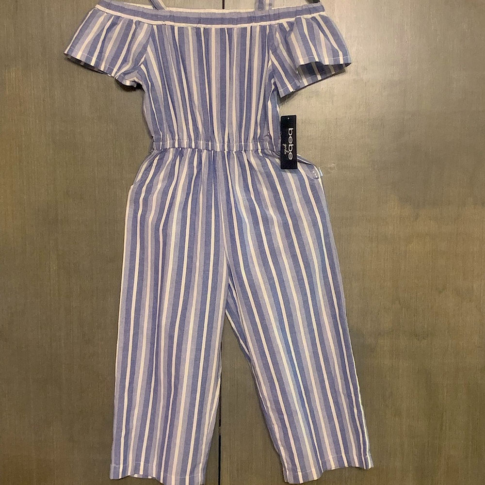 Bebe Striped Detail Denim One Piece Size 14